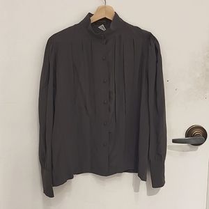 Condor Vintage Grey Silk Blouse with Long Sleeves size 11/12‎